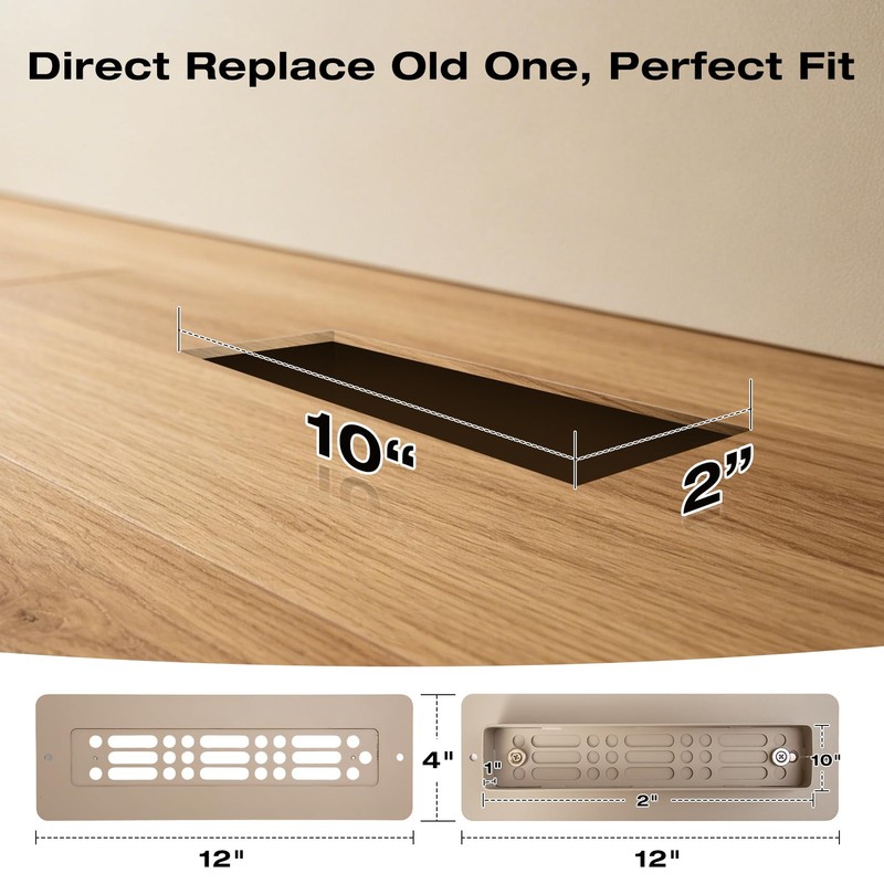 Aluminum RV Floor Vent Cover, 2"x10" RV Floor Register Vent