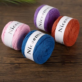 Niceemacra Crochet & Knitting Yarn for Beginners 1.5mm x 150m,100% Cotton Rope 1.5mm Crochet Bag Cord Crochet Thread for Knitter (Lemon Yellow)