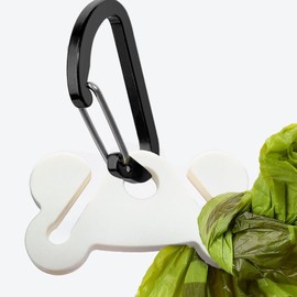 Dog Poop Bag Holder for Leash Dog Waste Bag Carrier Hand Free Walking Accessory Leash Attachment for Dog Poop Bag Dispenser, Durable, White