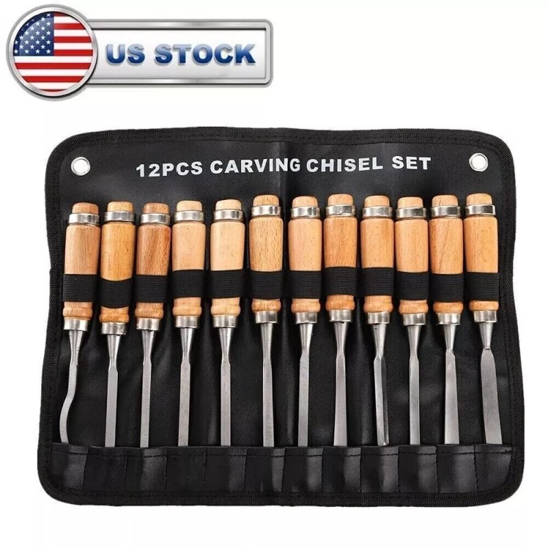 Unbranded 12 Pcs Wood Carving Hand Chisel Tool Set Professional