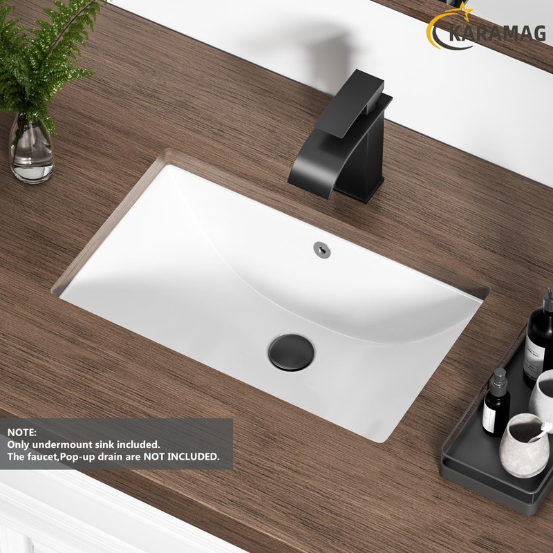 Undermount Bathroom Sink 18.7"X11.9" Inch White Rectangular Porcelain Ceramic Vanity