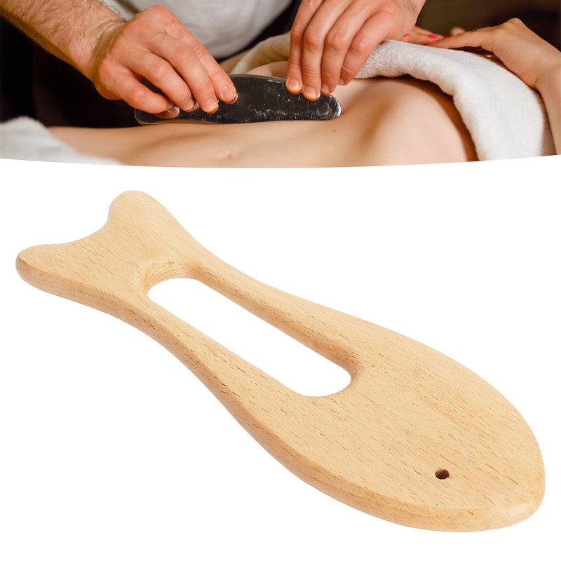 2Pcs Wooden Gua Sha Board Fish Shape Polished Beech Sturdy