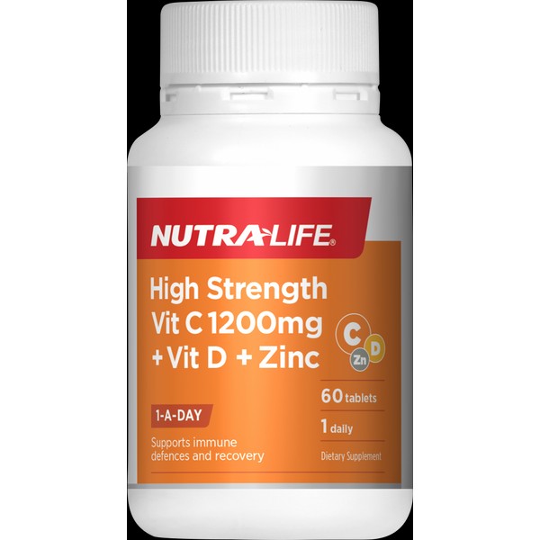 Nutra-Life Nutralife High Strength Vit C 1200mg + Vit D + Zinc Tablets 60