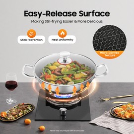 ZHFEISY Non-Stick Stainless Steel Pan With Cooking Lid, 12.6inch Frying Pan for Induction Ceramic and Electric Stovetop
