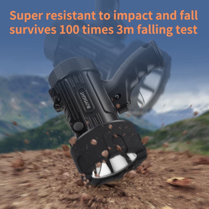 BUYSIGHT Rechargeable Spotlight Flashlight,1000000 LMS Hand held Spotlight Waterproof Flashlight