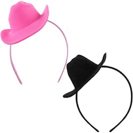 Firuilo 2 PCS Cowgirl Hat Headband Mini Cowboy Hat Hairbands Cowgirl Costume Accessories for Women