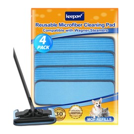 KEEPOW Reusable Microfiber Mop Pads Compatible with Wagner 905e, 915e and 925e Steamers, Reusable Microfiber Cleaning Replacement Pads, Double-Sided Use, Steam Mop Pads, 4 Pack (Mop is Not Included)