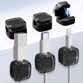 6 Stück magnetische Kabelclips, Clips, Kabelaufräum-Clips, Kabelhalter, Kabelhalter für Kabel, magnetischer Kabelhalter für den Einsatz im Homeoffice-Schreibtisch (schwarz)