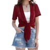 iClosam Women Sheer Shrug Tie Top Short Sleeve Summer Open