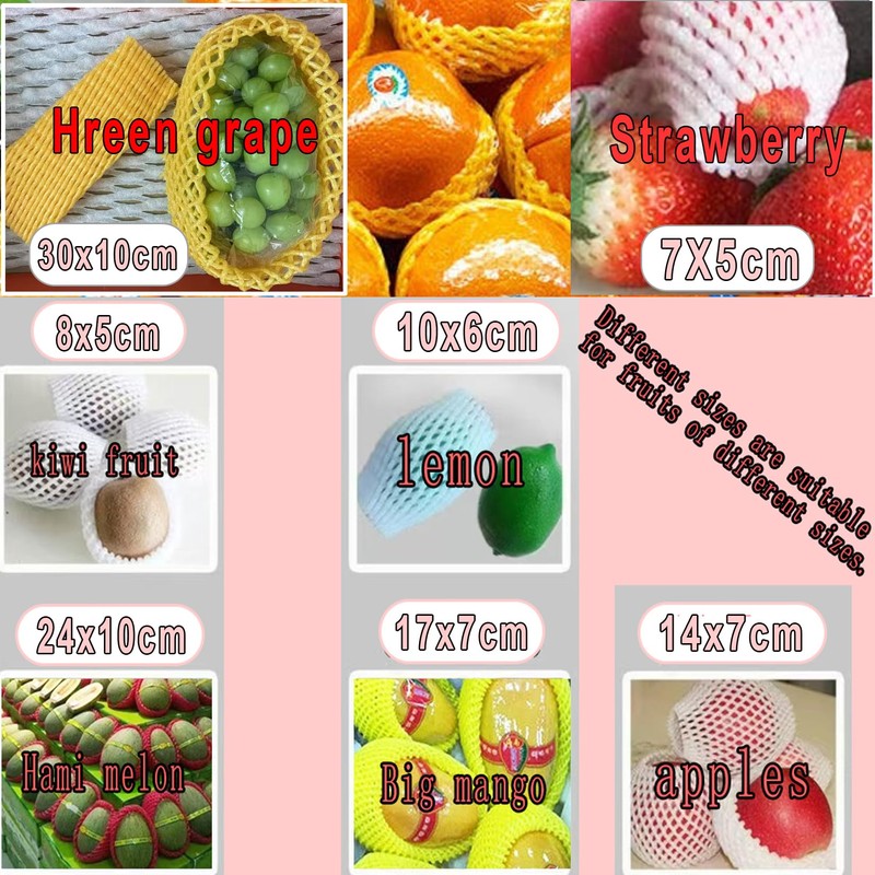 Fruit Protection Mesh Bags, Foam Mesh Keep Safe Sleeves14x7cm, 50PCS