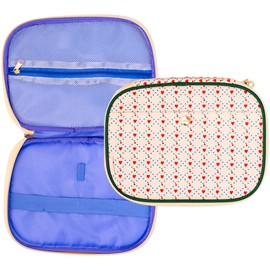 ban.do Electronic Organizer Travel Case, Lightweight Zipper Mobile Tech Pouch with Pockets and Cord Elastics, Cherry Hearts