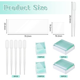 Idota Pack of 100 Pre-Cleaned Microscope Slides and 200 Pieces Microscope Cover Glasses with 5 Droppers, Microscope Accessories for Laboratory Biology Science Studies