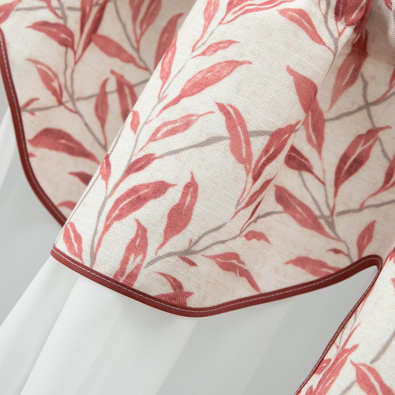 VOGOL Linen Textured Kitchen Valance, Double Layers View Reducing Scalloped