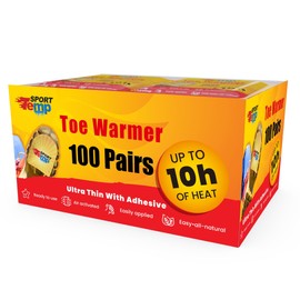 Toe Warmers - Up to 10 Hours of Heat, Easily Apply with Adhesive - Ultra Thin, Easy, All Natural - Air Activated, Odorless Hot Toe Warmers - Sport Temp (100 Pairs)