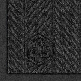 M+A Matting 2241 Waterhog Eco Elite Fashion PET Polyester Fiber Indoor/Outdoor Floor Mat, SBR Rubber Backing, 3' Length x 2' Width, 3/8" Thick, Black Smoke