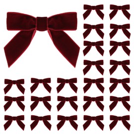 24 PCS Velvet Bows,3.54'' Bows for Gift Wrapping with Metallic Twist Ties and Double-Sided Adhesive Dots,For Party,Wedding,Holidays,Presents