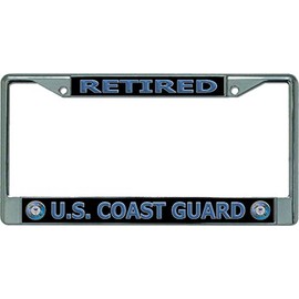 U.S. Coast Guard Retired #2 Chrome License Plate Frame