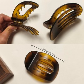 Nalodu Flat Hair Claw Clips for Women Curved Design French Large Unbreakable Flat Rounded Hair Clips for Lying, Driving, 4 Pack