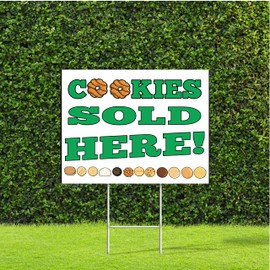 Cookies Sold Here Full Color Sales Yard Sign with Metal H Stake