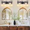 Monyohame Farmhouse Rustic Bear Bathroom Light Fixtures, 4-Light Black Vanity