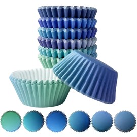 Gcardist 300-Count Standard Gradient Cupcake Liners Cupcake Cups 6 Design Blue Gradient Cupcake Papers Baking Cups Cupcake Wrappers (Standard Size)