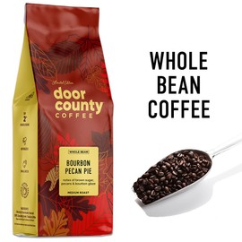 Door County Coffee Bourbon Pecan Pie Flavored Coffee Whole Bean | 8oz Bag | Fall Seasonal Coffee | Medium Roast | 100% Specialty Arabica Coffee | Brown Sugar, Sweet Butter, Pecans, Bourbon Coffee