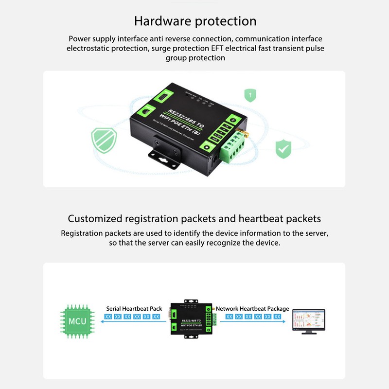 RS232 RS485 to WiFi POE Ethernet Serial Server Converter Multifunction