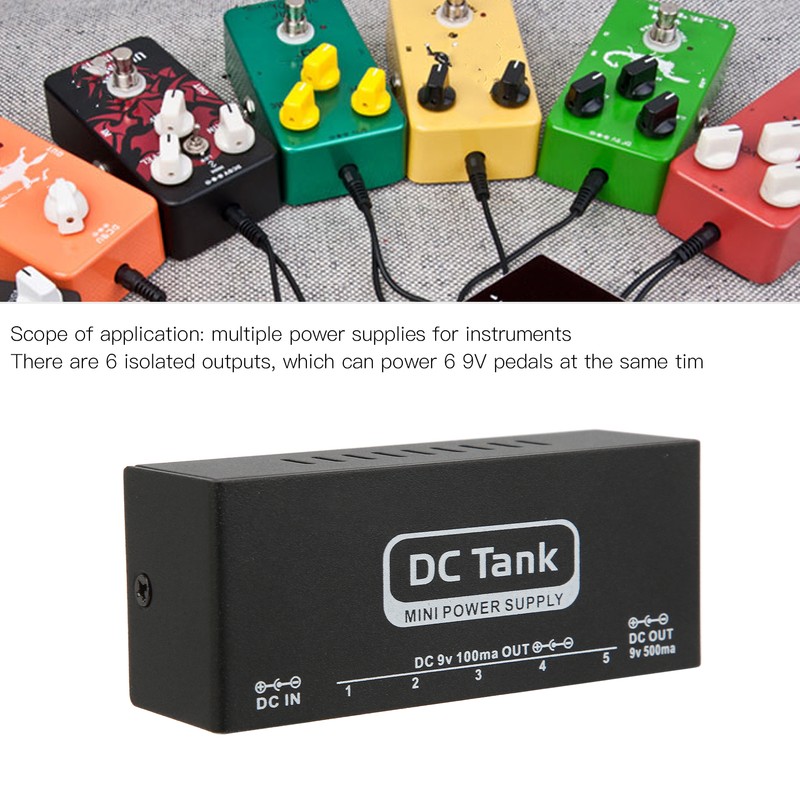 Pedal Power Supply 6 Isolated Outputs Metal Black Electric Equipment