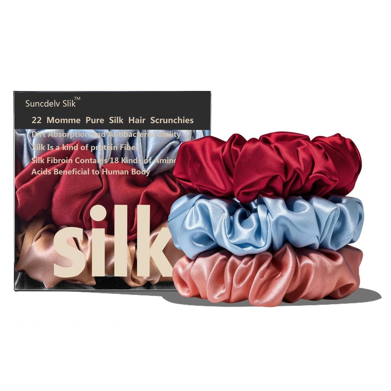 Suncdelv Silk,100% Scrunchies De Seda Para El Cabello,22 Corbatas Para