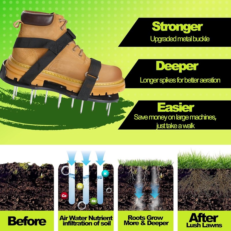 Lawn Aerator Shoes, Upgrade 2.4" Heavy Duty Spike Aeration Shoes