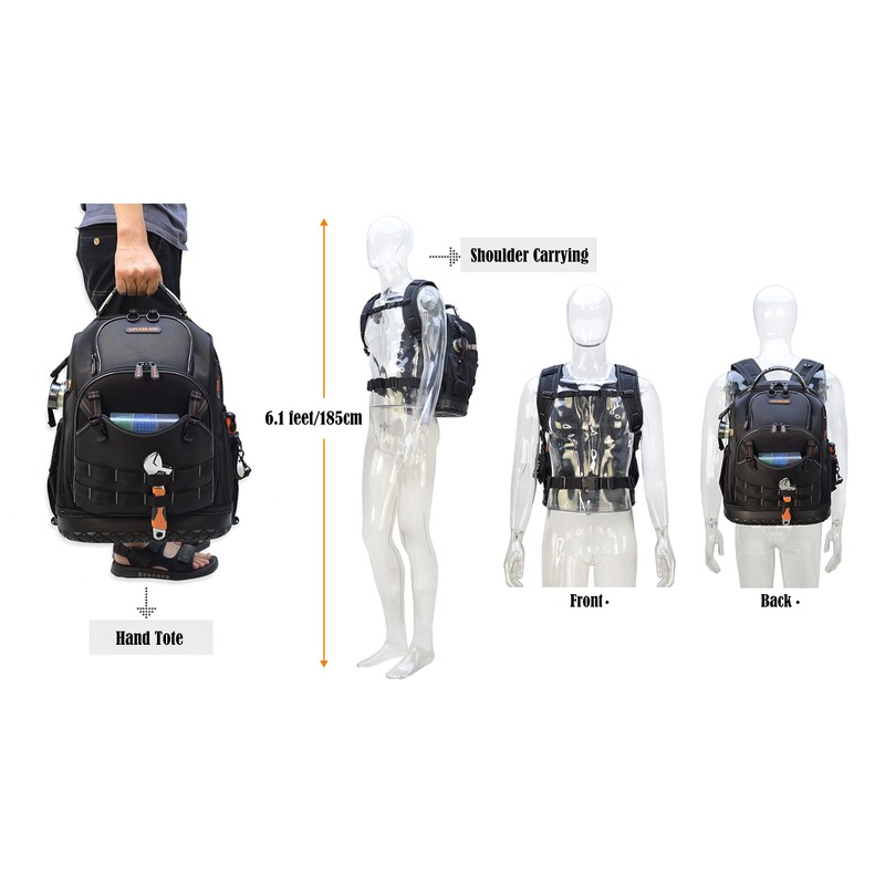 WELKINLAND 77-Pockets Electricians Tool Backpack, Tool Backpack For Men, HVAC