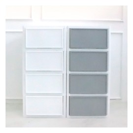 Plafam flat drawer plastic drawer clothes organizing box 2-tier (including lid), gray (including lid) / 플라팜  플랫서랍장 플라스틱서랍장 옷정리박스 2단(뚜껑포함), 그레이(뚜껑포함)