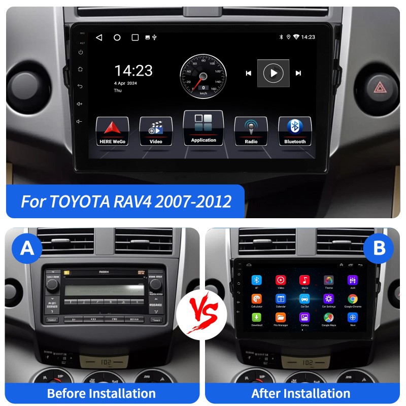 ESSGOO For Toyota RAV4 2007-2012 Apple Carplay Android 13 Car