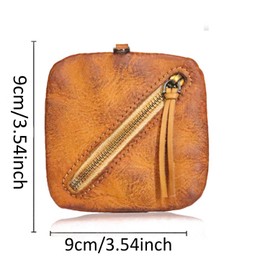 Sjhfsjrf 1 Pcs Leather Coin Pouch Purse For Women,Small Change Purse for Women,Coin Wallet Women Purse With Zipper For Men Women, Vintage Brown (Black)