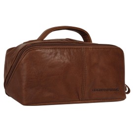 Spikes & Sparrow Genuine Leather Toiletry Bag for Men, Women, Vintage Toiletry Bag, Travel Organiser Made of Leather, 022113, Cognac