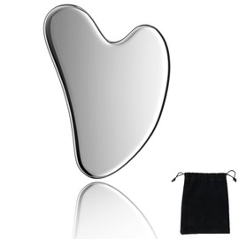 TIKMOON Gua Sha Scraping Tool Set, Heart-Shaped Metal Gua Sha Face Massage Tool, Facial Massage Wand for Face, Neck & Body, Silver