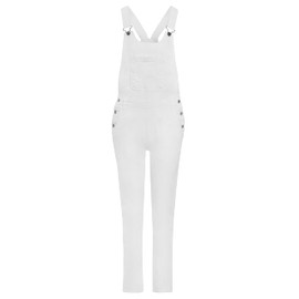 imporio 11® Ladies Women Denim Dungarees Long Length Pinafore Dungaree Denim Jumpsuit UK Sizes 8-10-12-14-16-18-20-22 (UK, Numeric, 10, Regular, Regular, White)