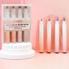 Gradient Highlighter - 4X Eye-Friendly Marking Pens,Light Color Quick Dry No Bleed Marker, Colored Markers Scrapbooking Highlighters, Eye-Protection Highlighters Set for Planner