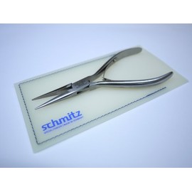 Schmitz 4412FP00 RF Long Nose Pliers 145 mm Straight, Long Gripping Jaws with Toothing, Stainless Steel, Inserted Pliers Joint for Professionals, Made in Germany, Solingen