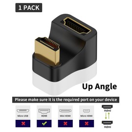 Poyiccot HDMI U Adapter, 8K HDMI Converter Adapter 180 Degree Angle Change HDMI 2.1 Male to Female Adapter, Upward Angled HDMI Extension Adapter for 8K@60Hz 4K@120Hz TV Stick PC Gold Plated 1 Pack