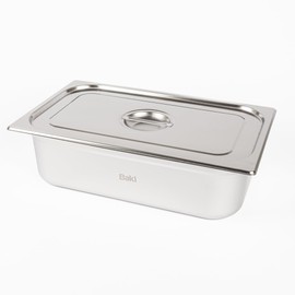 Baki Stainless Steel Gastronorm Container 1/1 Food Pan 65, 100, 150 mm Deep with & Without Lid (150mm Deep with Lid)