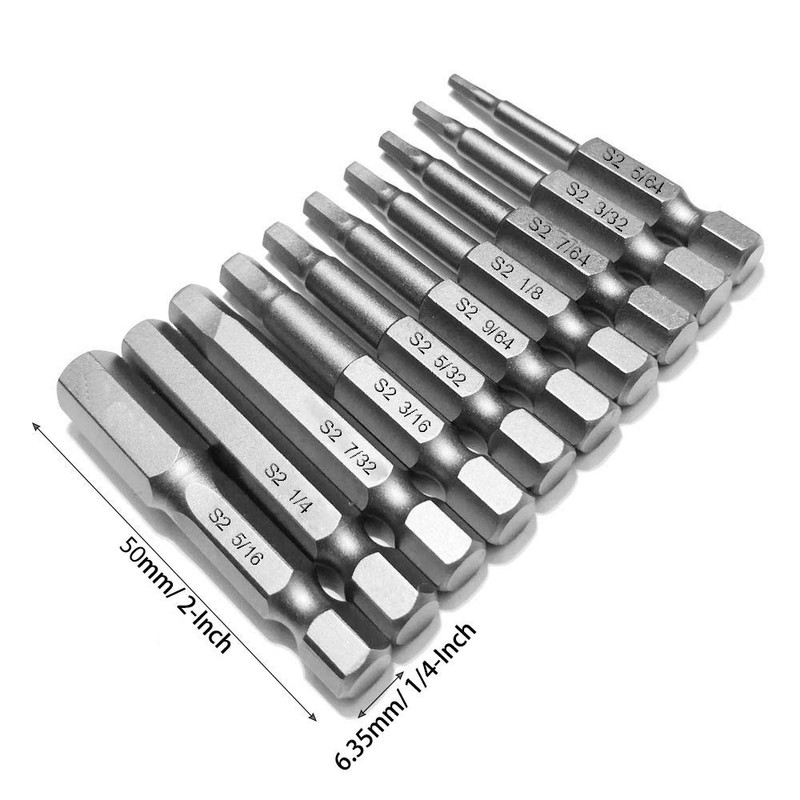 Bestgle 10Pcs 50mm Magnetic Inner Hexagon Head Screwdriver Bits Set