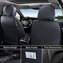 Coverado Front Leather Seat Covers for Ford F150 2015-2025, F250 F350 F450 2017-2025, Car SUV Pickup Truck Seat Protection, Black