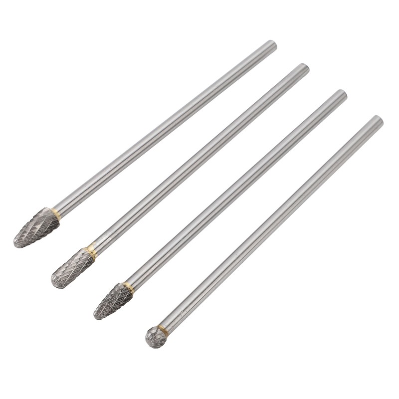 4pcs 6mm Tungsten Steel Carbide Rotary Burr Set Fits Rotary