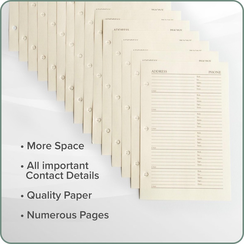 Gallery Leather Address Book Refill Replacement Pages - 3 Ring