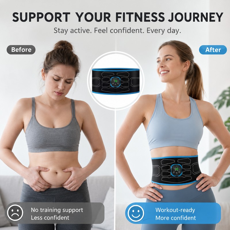 EMS Abdominal Toning Belt for Home Fitness – Portable Muscle