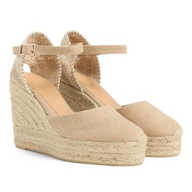 CASTANER Women's Carol 80 mm Wedge Espadrille Pump, Sand, 7.5