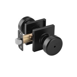 NCSEN Black Interior Door Knobs for Bathroom & Bedroom, Pismo Doorknob Turn Lock with Square Rosette, Heavy Duty Privacy Door Knob with Lock
