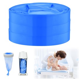 BUTBU Pack of 3 Nappy Bin Refill Cassettes, Baby Nappy Bin Refill Film, 4.5 m Nappy Bag, Refill Film Compatible with Angelcare, Tommee Tippee, Spross, LitterLocker (Blue)