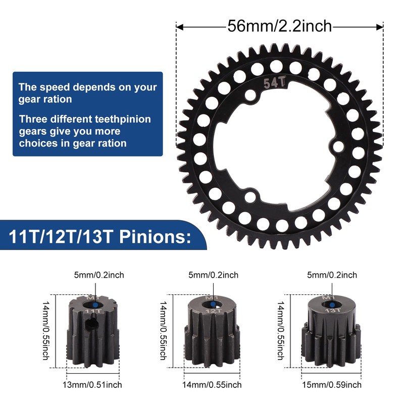 Aimrock Harden Steel Mod 1 54T Spur Gear and 5mm